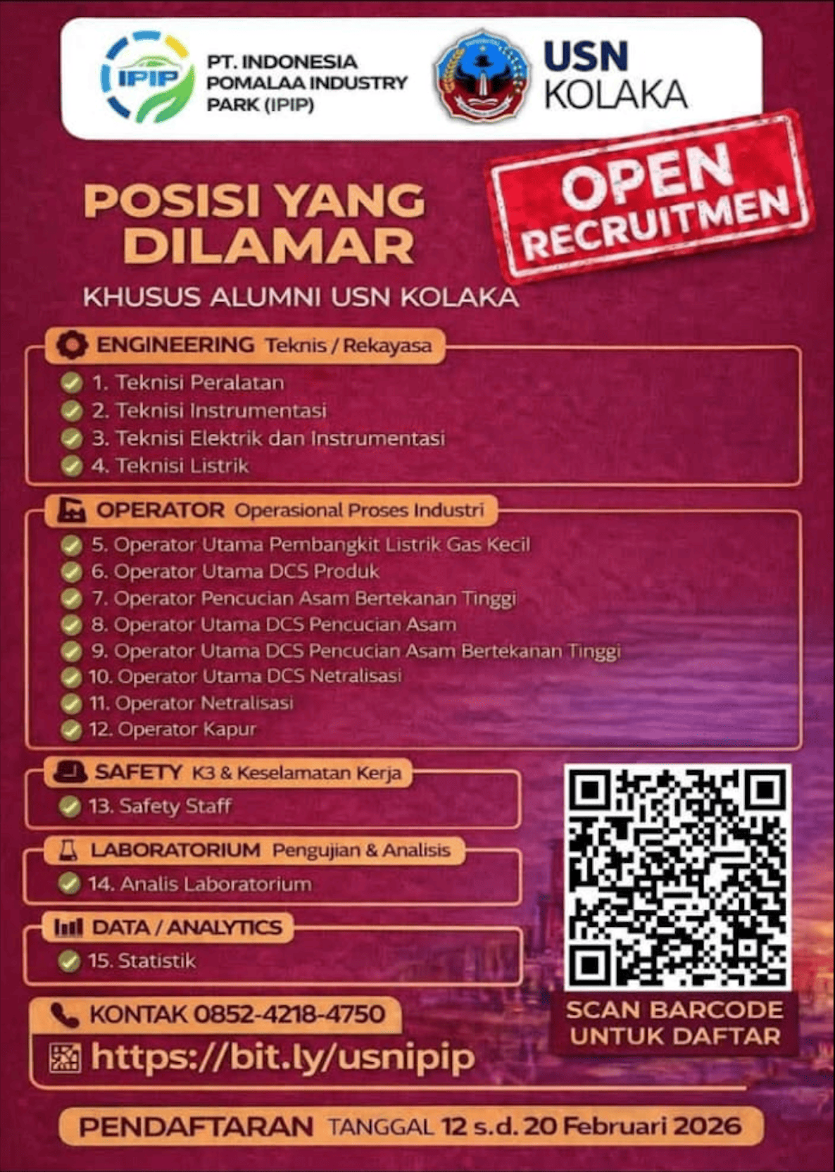 IPIP Buka Open Recruitment Khusus Alumni Universitas Sembilanbelas November Kolaka
