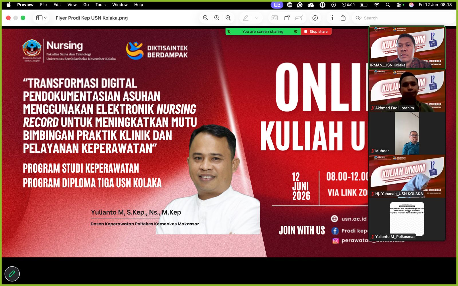 Program Studi D3 Keperawatan USN Kolaka Gelar Kuliah Umum tentang Transformasi Digital Dokumentasi Asuhan Keperawatan