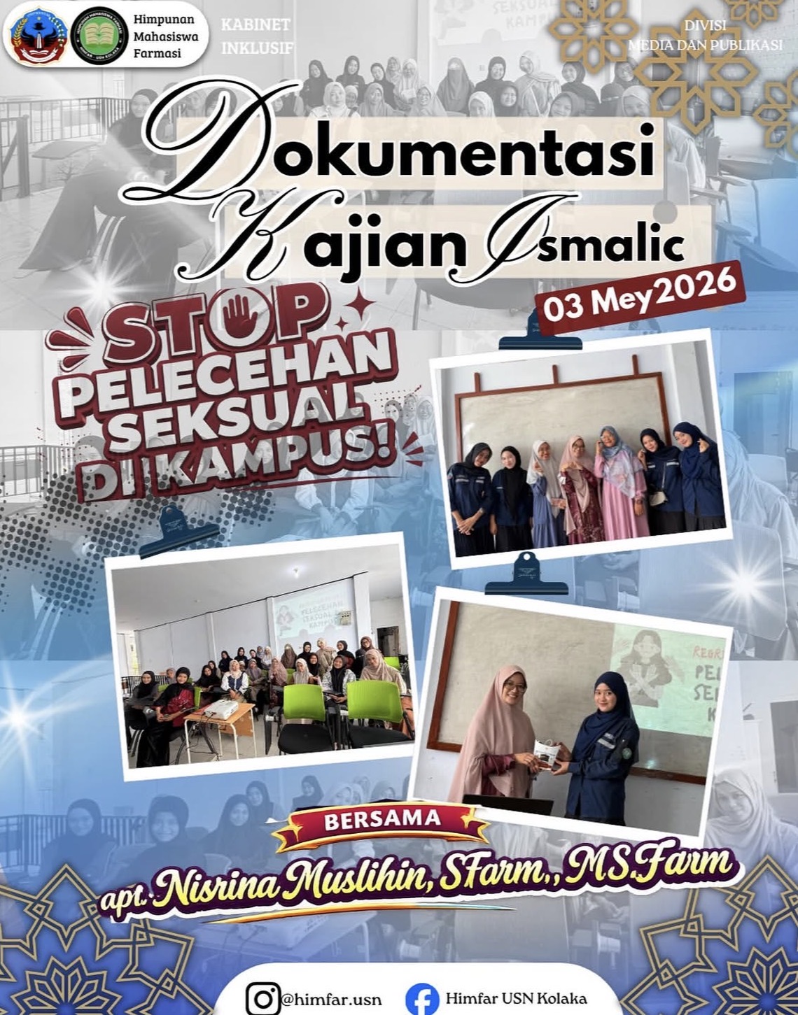 HIMFAR USN Kolaka Gelar Kajian Islami Bertema "Stop Pelecehan Seksual di Kampus"